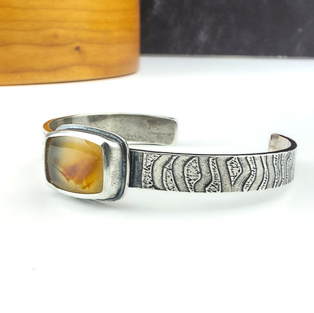 silver agate cuff bracelet