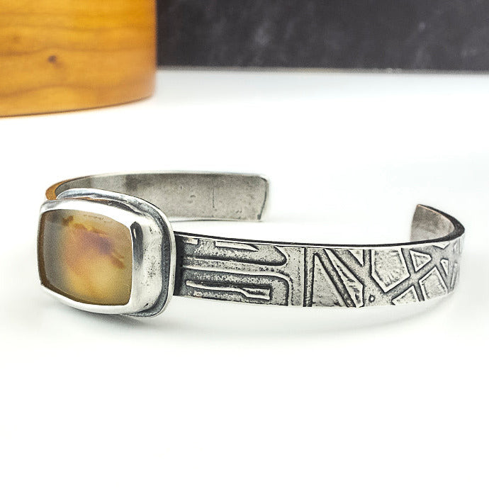 silver agate cuff bracelet