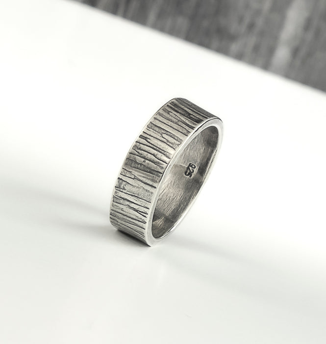 sterling silver textured stacking ring