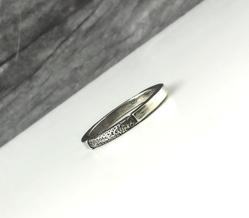 silver textured stacking ring