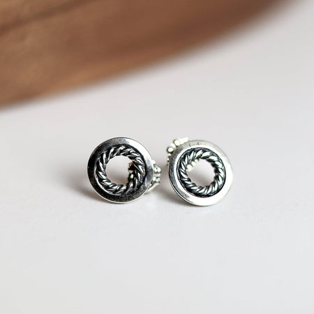Small round silver stud earrings 