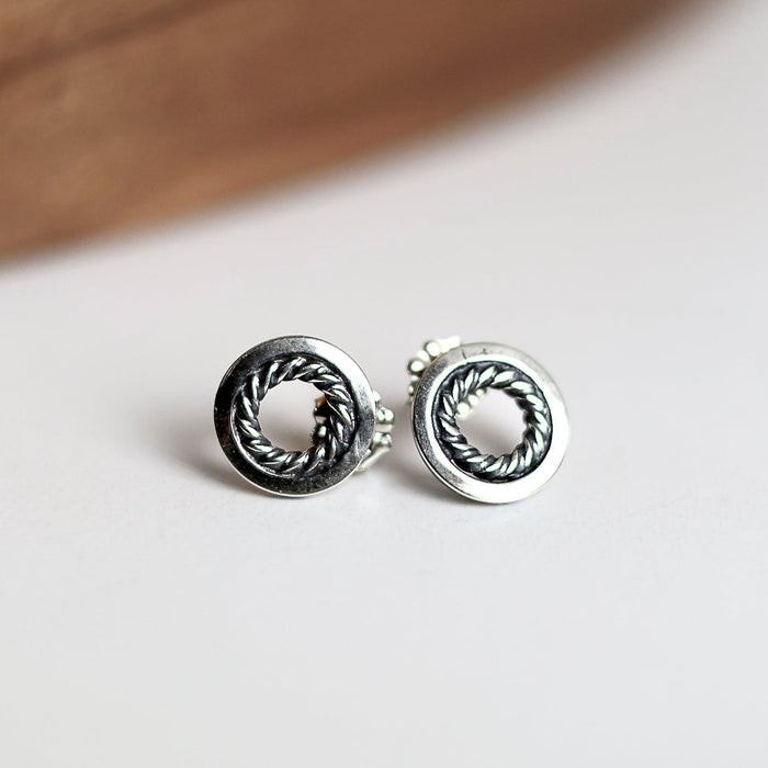 Small round silver stud earrings 