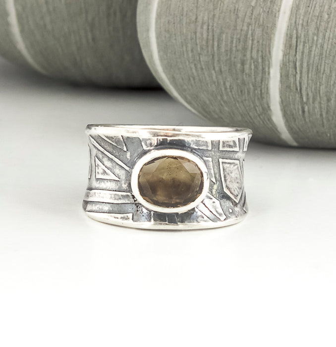 sterling silver and smokey quartz ring
