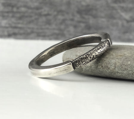 silver textured stacking ring