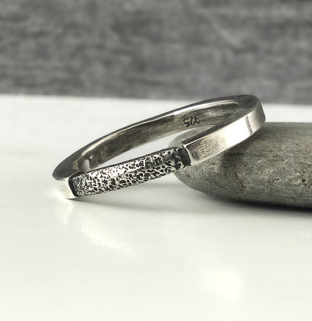 silver textured stacking ring