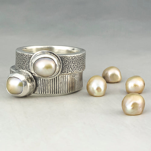 sterling silver pearl ring