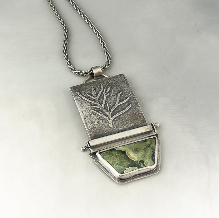 sterling silver rainforest jasper pendant necklace