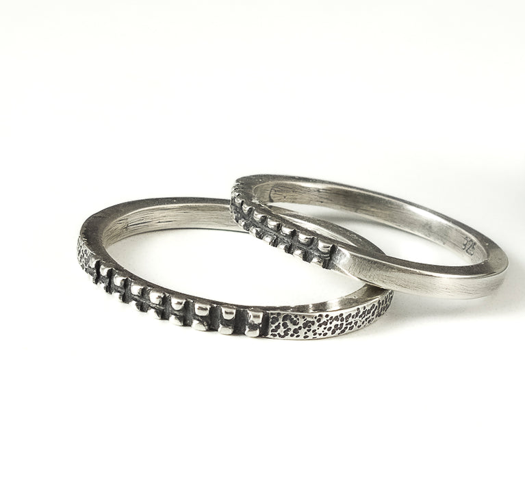 Thin Silver Textured Stacking Ring