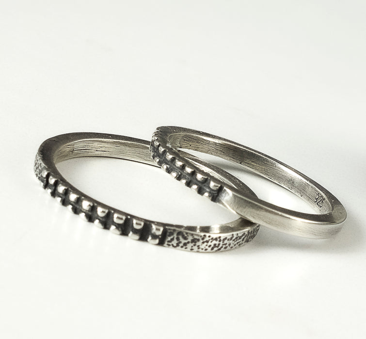 Thin Silver Textured Stacking Ring