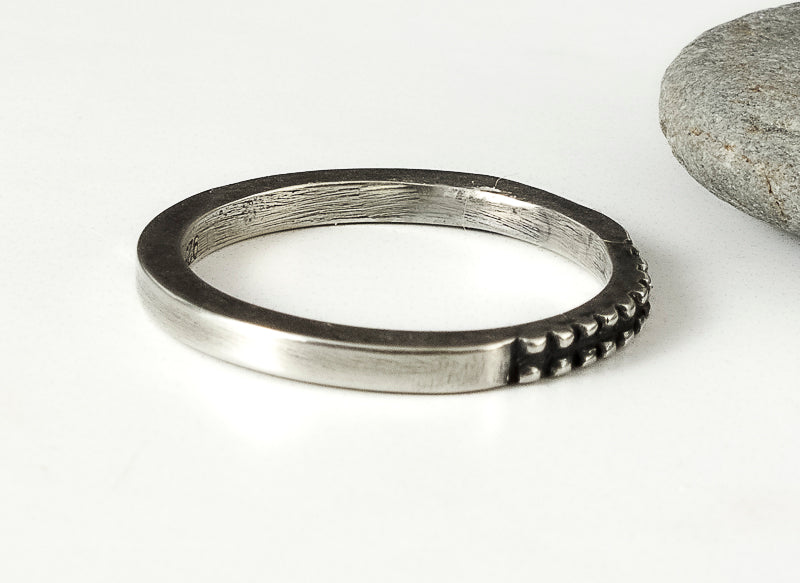 Thin Silver Textured Stacking Ring