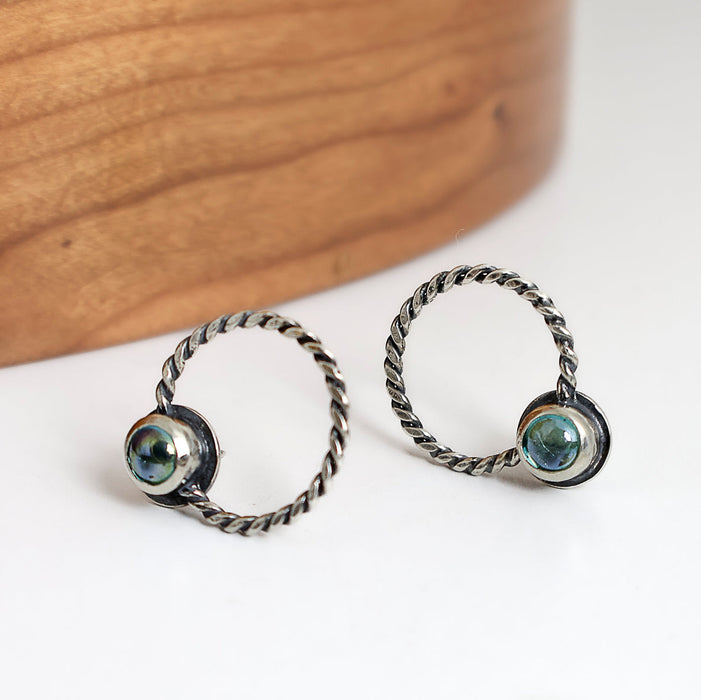 silver stud earrings with topaz