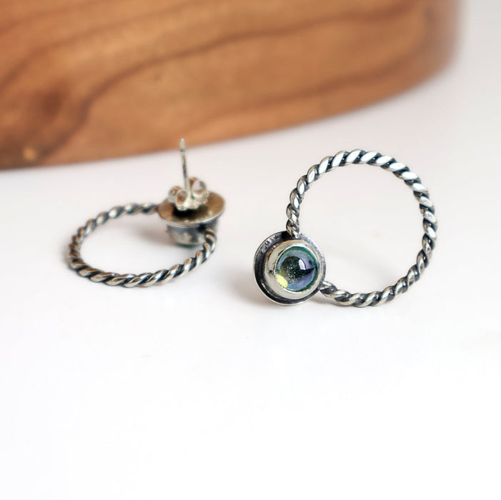 silver stud earrings with topaz