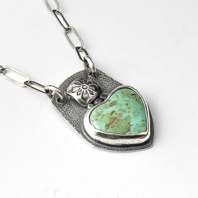 g silver turquoise heart pendant necklace