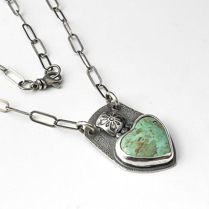 sterling silver turquoise heart pendant necklace