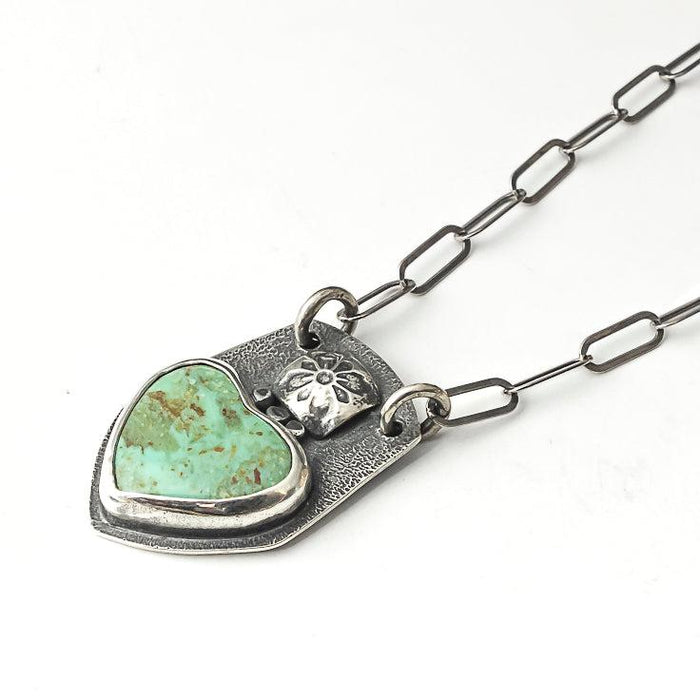 g silver turquoise heart pendant necklace