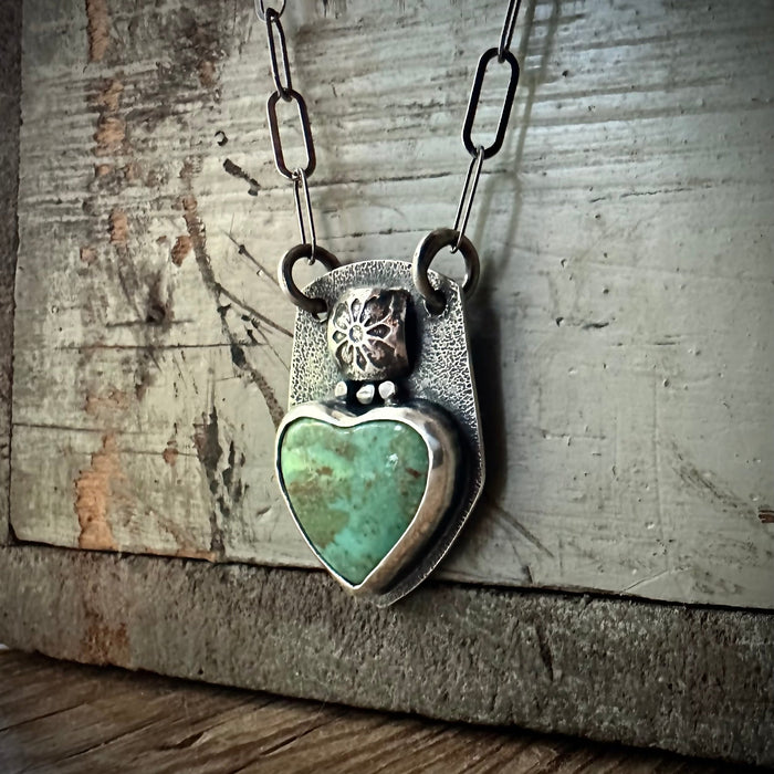 g silver turquoise heart pendant necklace