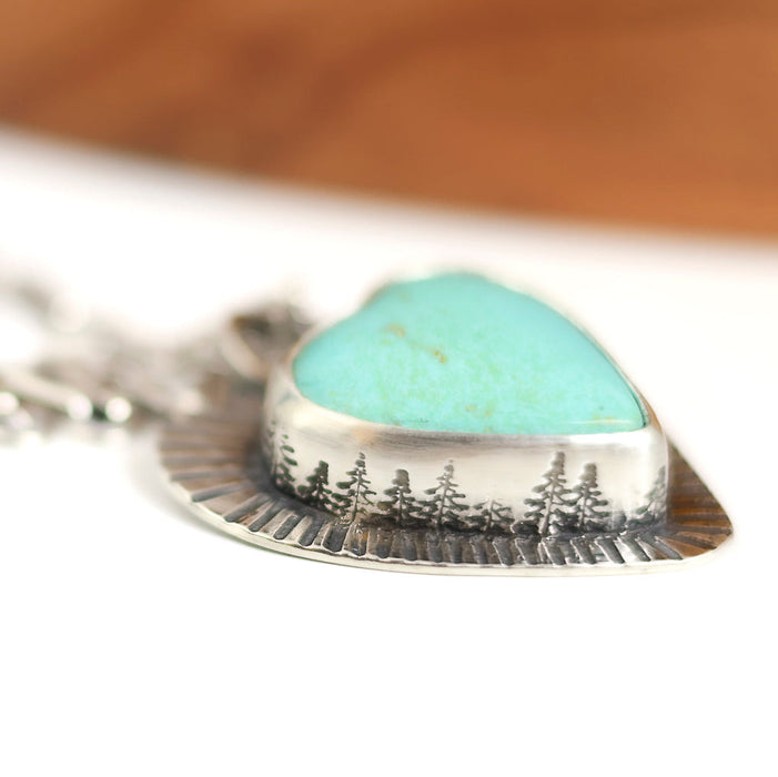 sterling silver turquoise heart pendant necklace