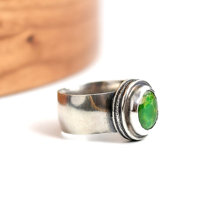 sterling silver ring with green turquoise