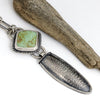 Sterling silver necklace with Kingman turquoise from Arizona and textured hollow form pendant, patina finish, handmade by LjB Jewelry