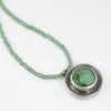 Sterling silver hollow form pendant with Emerald Valley turquoise from Nevada on faceted green apatite bead strand, handmade by LjB Jewelry