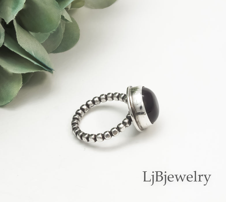 black onyx silver ring