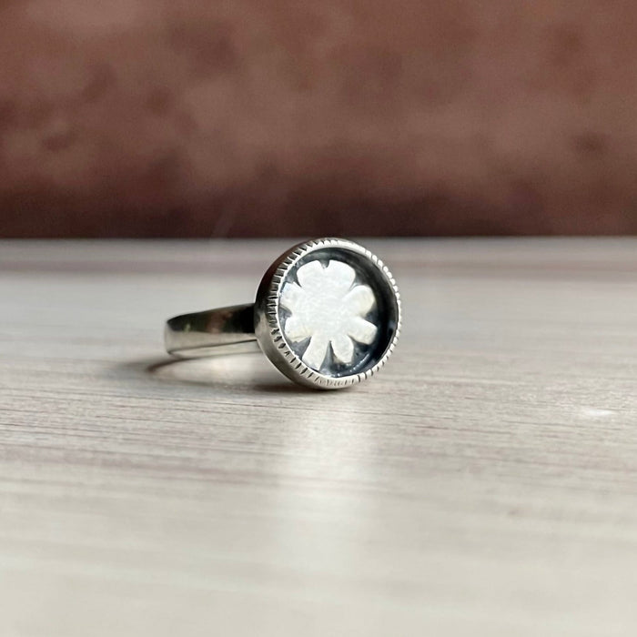 small sterling silver flower ring