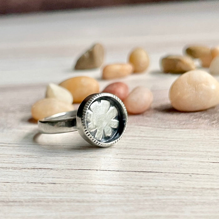 small sterling silver flower ring