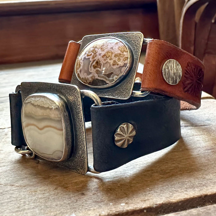 leather and silver bracelets