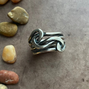 Handcrafted Sterling Silver Artisan Double Knot Ring For Men and Women ...