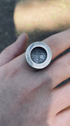 sterling silver hollow form statement ring on hand