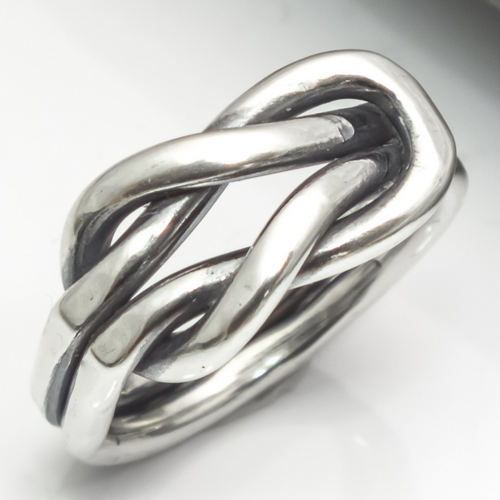 sterling silver knot ring with patina