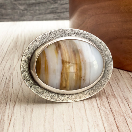 Silver Agate Statement Ring