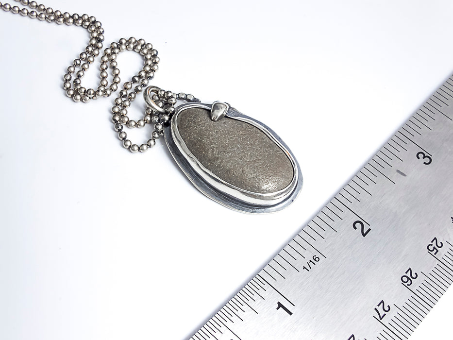 silver beach stone pendant