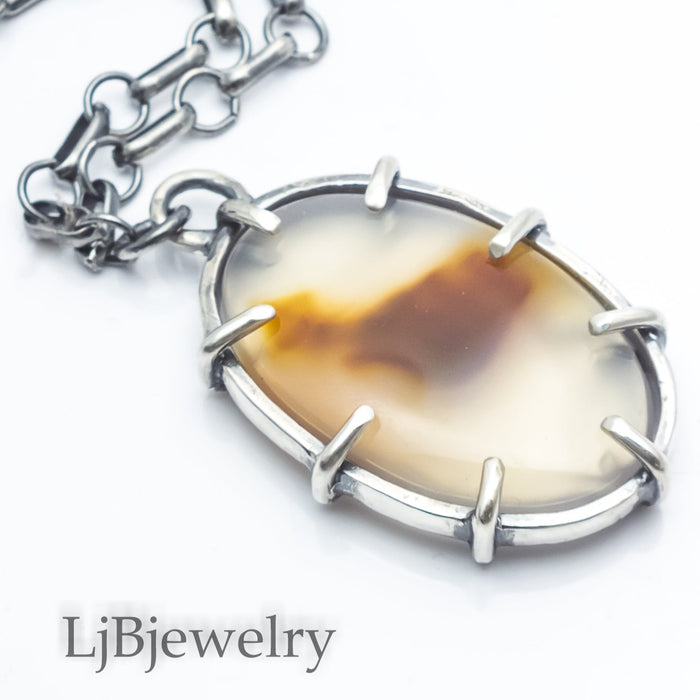 sterling silver agate pendant necklace for women