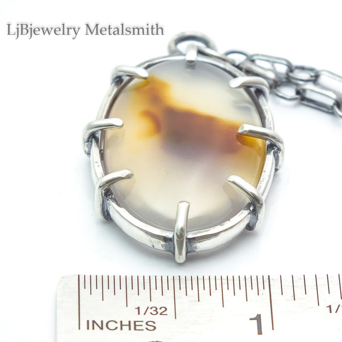 silver agate pendant