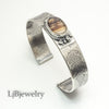 Dendritic agate silver cuff bracelet for women