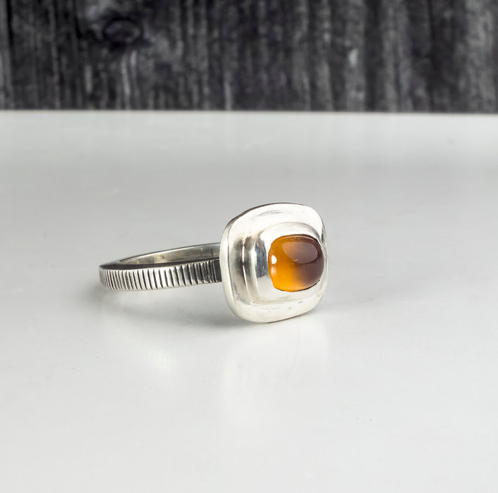 sterling silver hessonite garnet ring