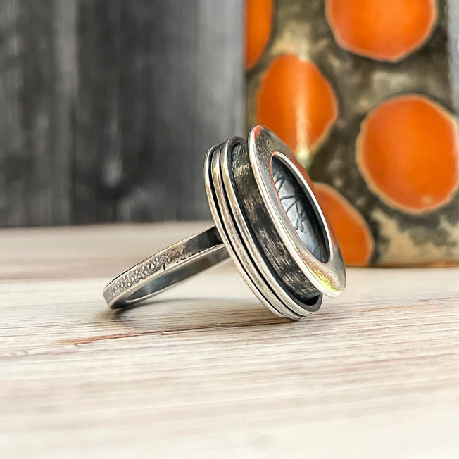 sterling silver hollow form statement ring