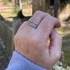 sterling silver stacking ring on hand