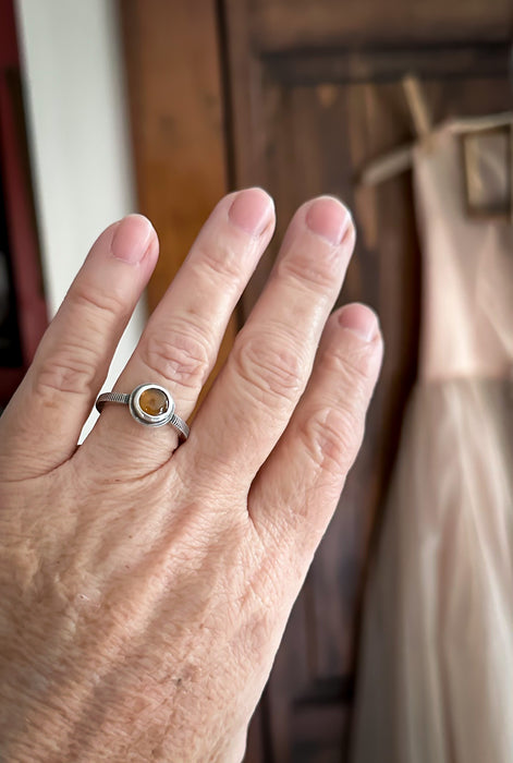 sterling silver hessonite garnet ring
