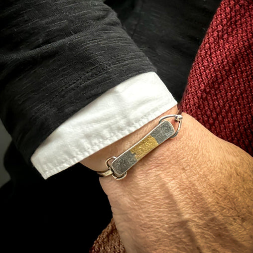 Silver and Gold Hollow Form Cuff Bracelet