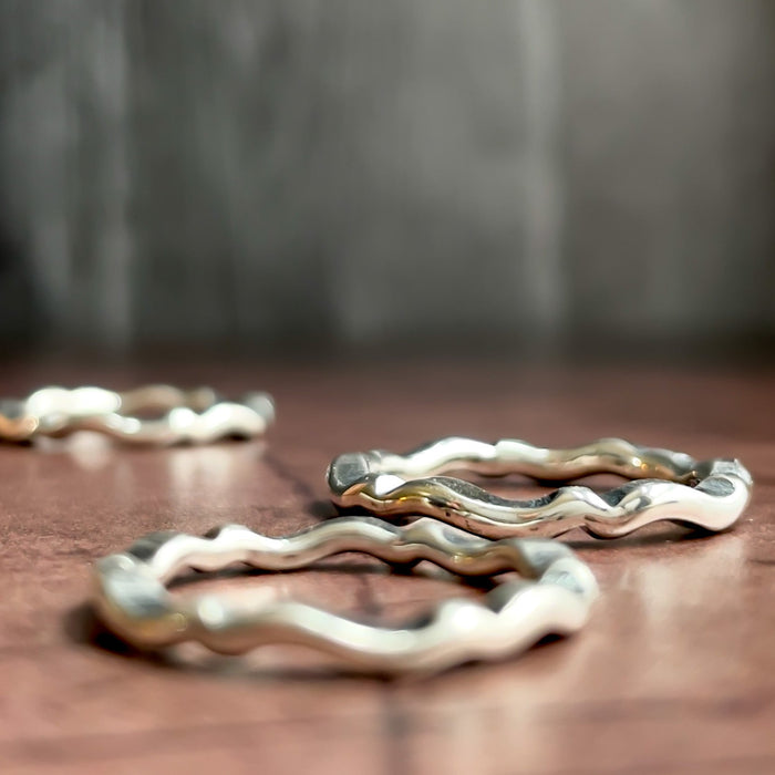 sterling silver wavy stacking rings