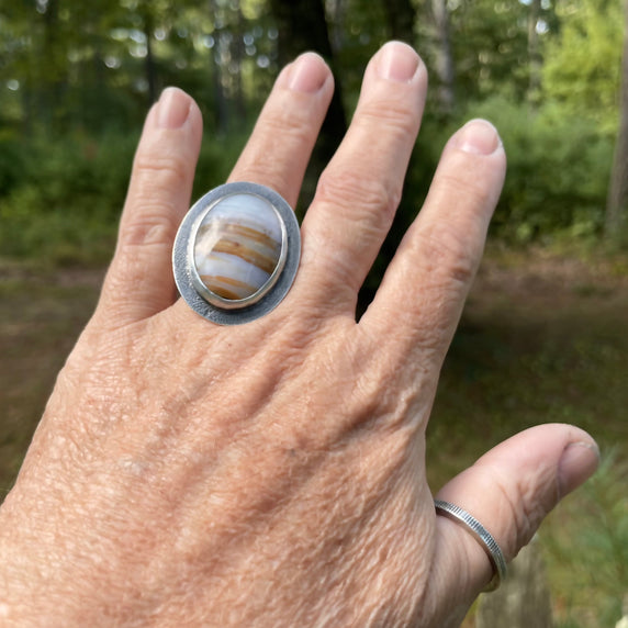 Silver Agate Statement Ring