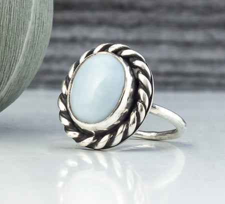 sterling silver owyhee blue opal ring
