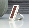 sterling silver ring with red agate inlay