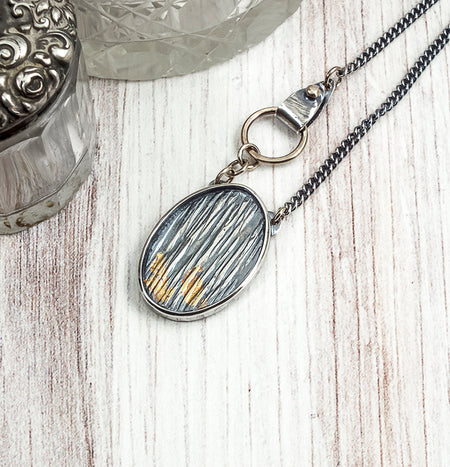 silver tree bark texture pendant