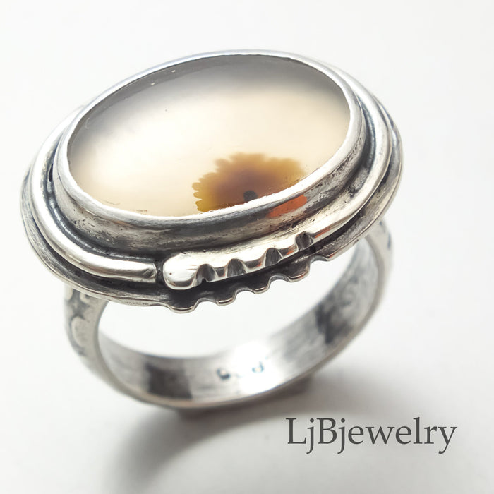sterling silver agate ring for women