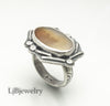 silver dendritic agate ring