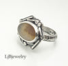 silver dendritic agate ring