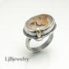 sterling silver and gold agate ring for women